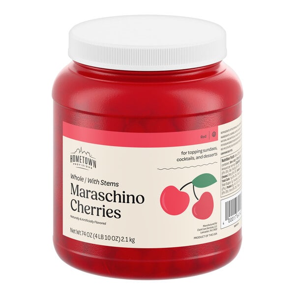 Hometown Provisions Maraschino Cherries with Stems 74 oz. - 6/Case