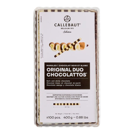Callebaut Dark and Ivory Duo Chocolattos 0.8 lb. - 1,200/Case