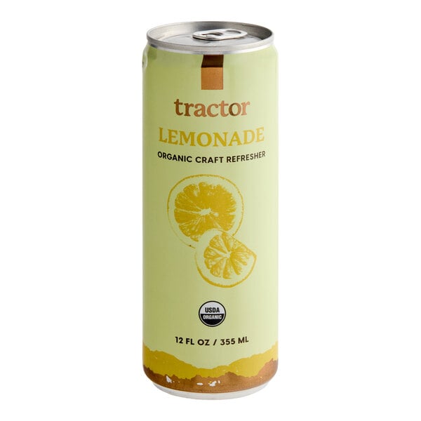 Tractor Beverage Co. Organic Lemonade 12 fl. oz. Can - 12/Case
