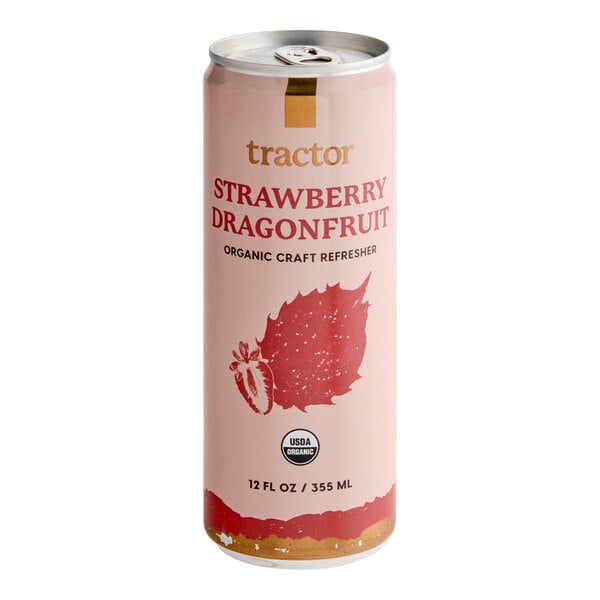 Tractor Beverage Co. Organic Strawberry Dragon Fruit Beverage 12 fl. oz. Can - 12/Case