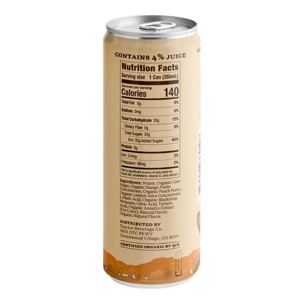 Tractor Beverage Co. Organic Mango Peach Beverage 12 fl. oz. Can - 12/Case