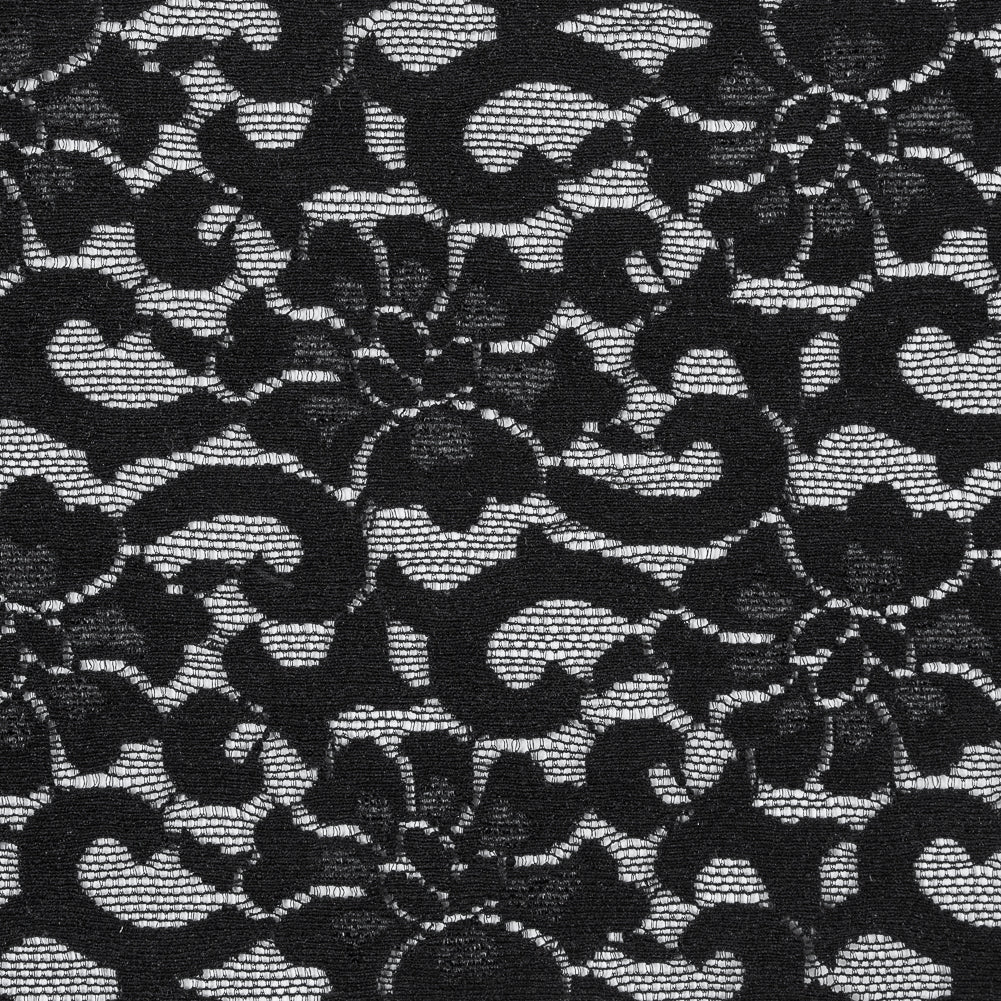 Black Stretch Floral Lace - 6.5"