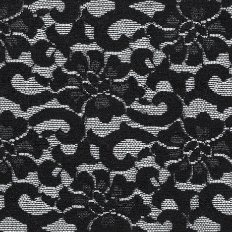 Black Stretch Floral Lace - 6.5"