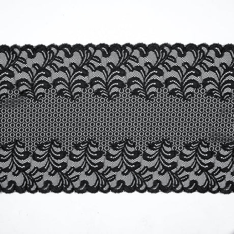 Black Stretch Floral Lace - 9.5"