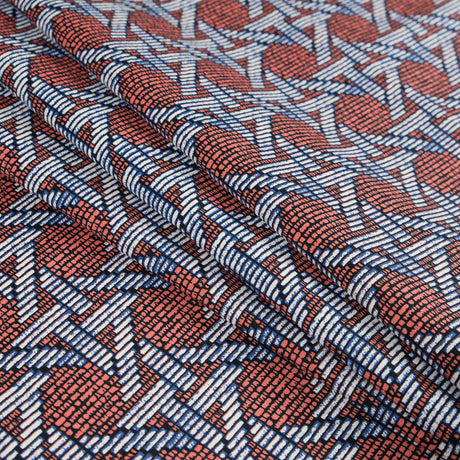 Firecracker Orange Geometric Printed Stretch Cotton Sateen