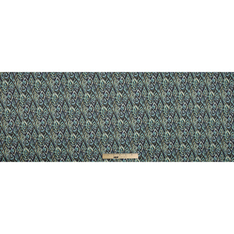 Green Ash and Tender Yellow Ikat Printed Stretch Cotton Twill
