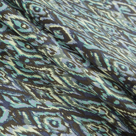 Green Ash and Tender Yellow Ikat Printed Stretch Cotton Twill