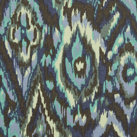 Green Ash and Tender Yellow Ikat Printed Stretch Cotton Twill