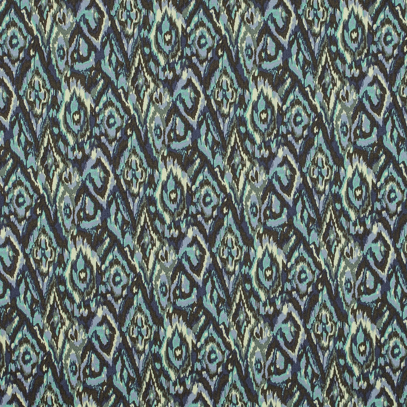 Green Ash and Tender Yellow Ikat Printed Stretch Cotton Twill