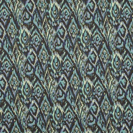 Green Ash and Tender Yellow Ikat Printed Stretch Cotton Twill