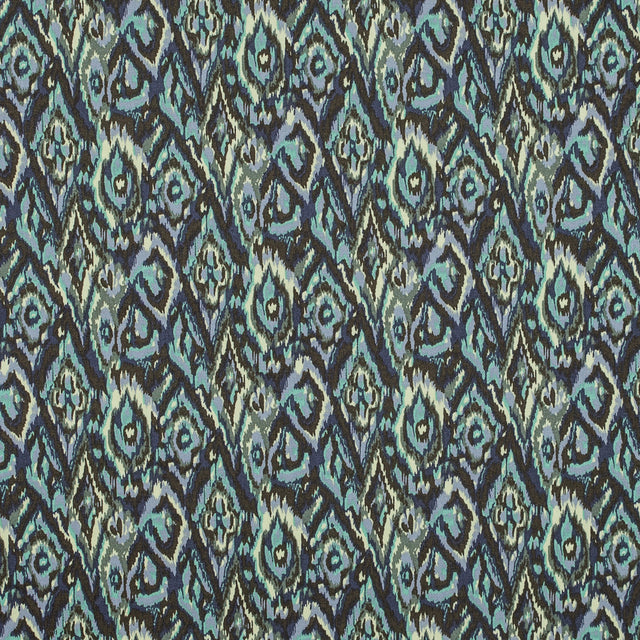 Green Ash and Tender Yellow Ikat Printed Stretch Cotton Twill