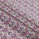Phlox Pink and Green Flash Palmette Printed Stretch Cotton Twill