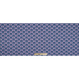True Blue and Phlox Pink Palmette Printed Stretch Cotton Twill