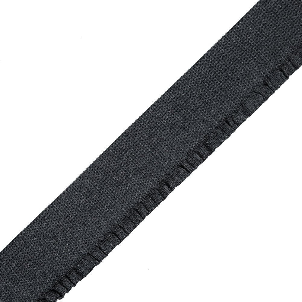 Black Elastic Trimming with Ruffled Edge - 2"