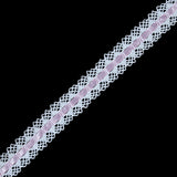 White Crochet Trim with Pink Ribbon - 1.25"