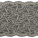 Alabaster Gleam and Black Stretch Lace Trim - 6.5"
