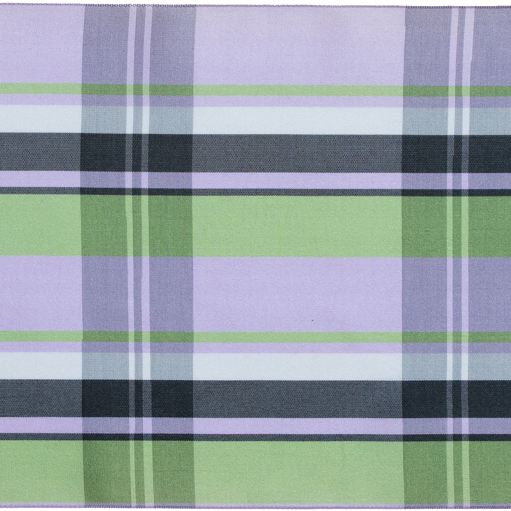 French Purple and Green Plaid Taffeta Ribbon - 6"
