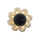 Gold and Black Floral Plastic Button - 40L/25.5mm