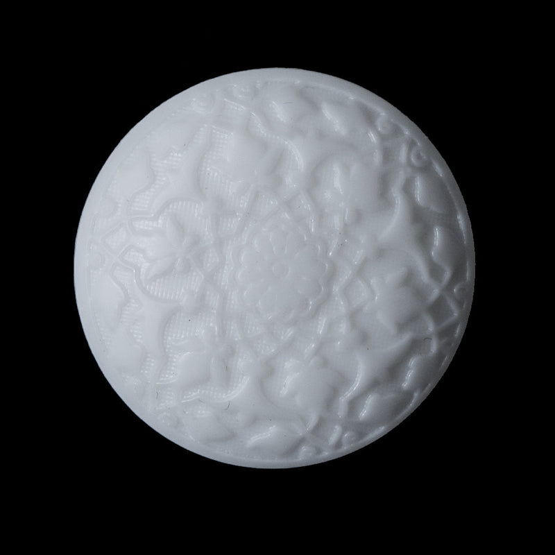 White Floral Embossed Plastic Button - 44L/28mm