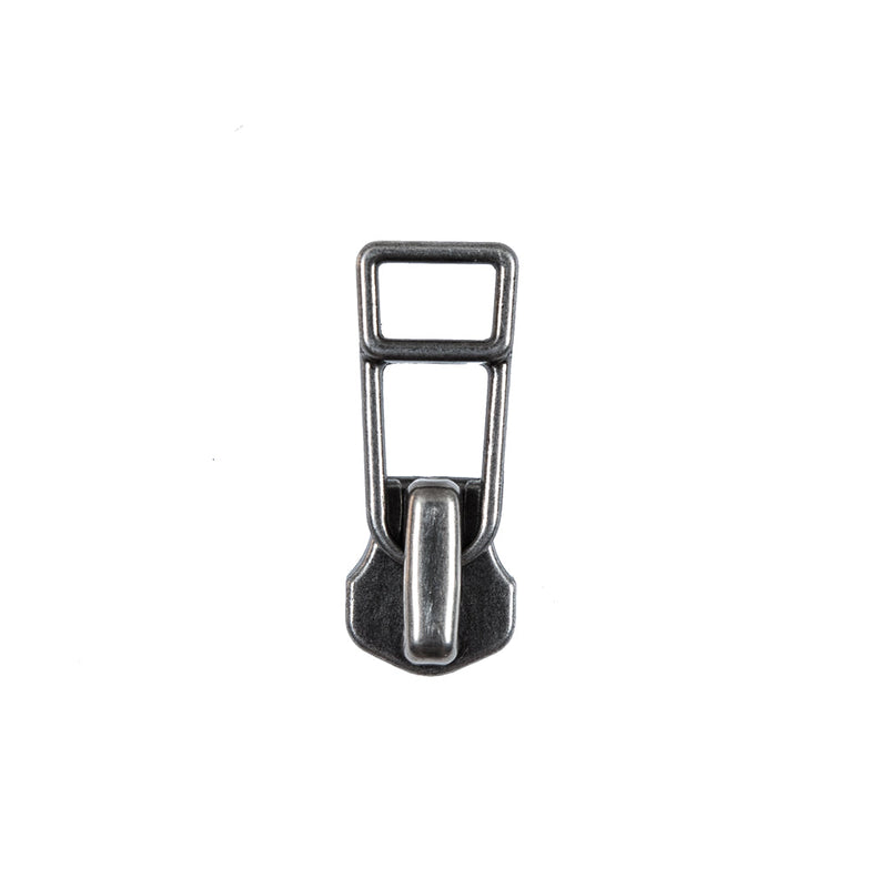 YKK Antique Silver Open Trapezoid Metal Zipper Pull - #5