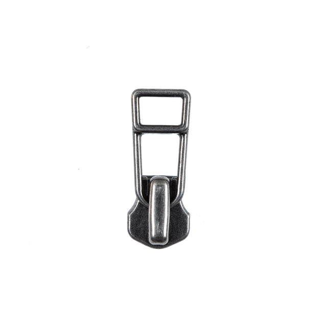 YKK Antique Silver Open Trapezoid Metal Zipper Pull - #5