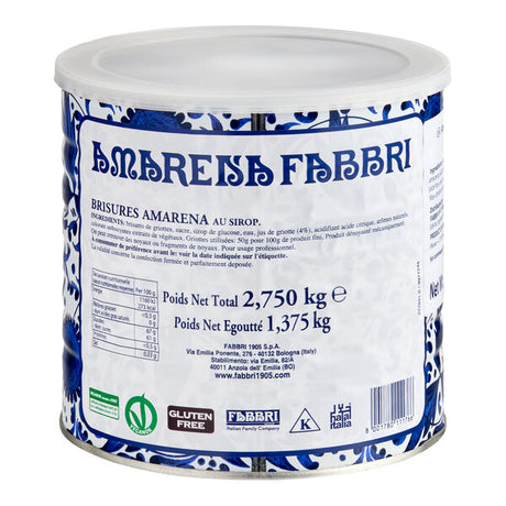 Fabbri Amarena Cherry Pieces in Syrup 6 lb. (2.75 kg) - 6/Case