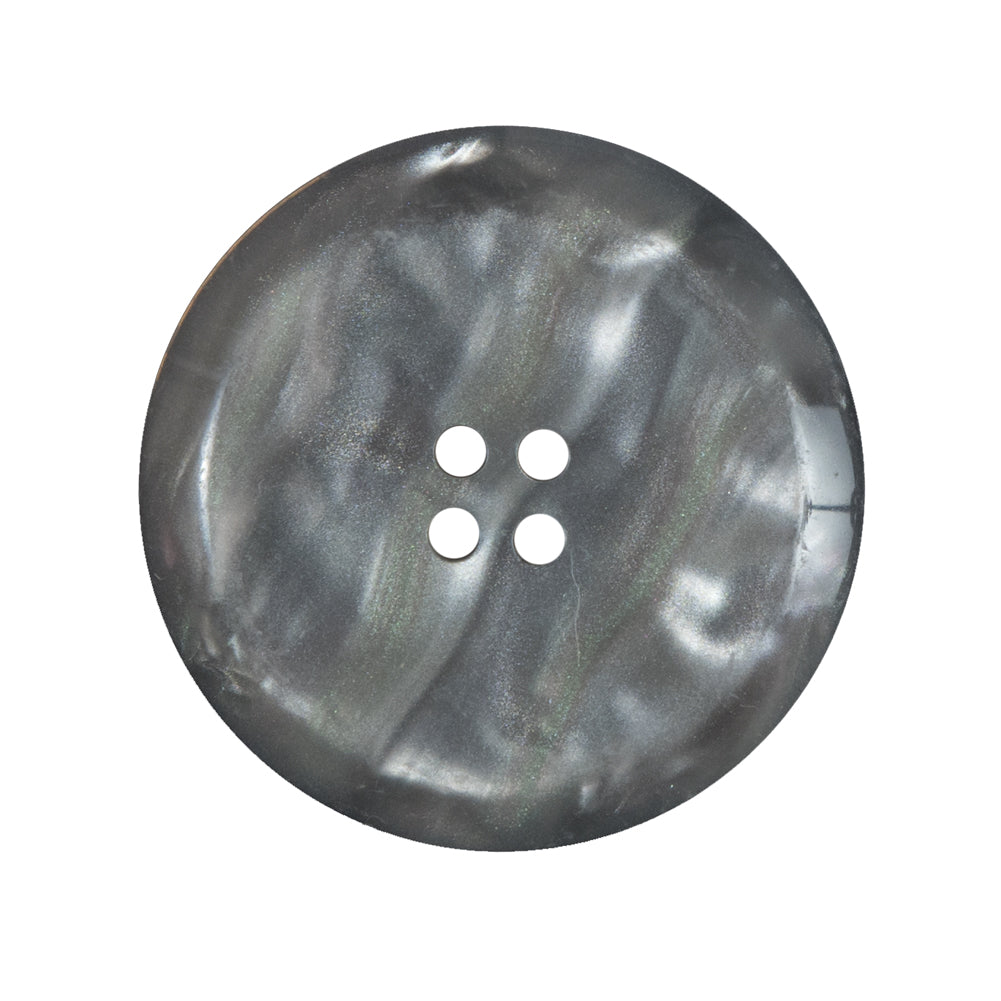 Gray Iridescent 4-Hole Narrow Rim Plastic Button - 44L/28mm