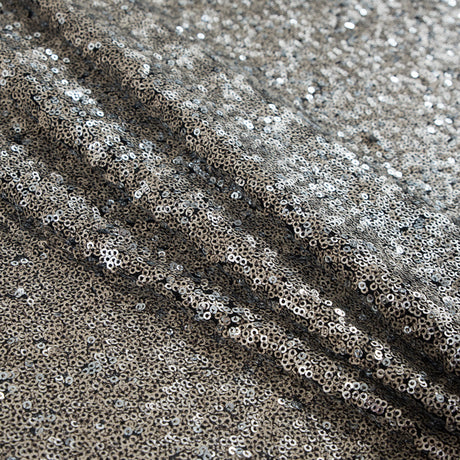 Jay Godfrey Pale Gold All-Over Circle Sequins Fabric on a Black Mesh
