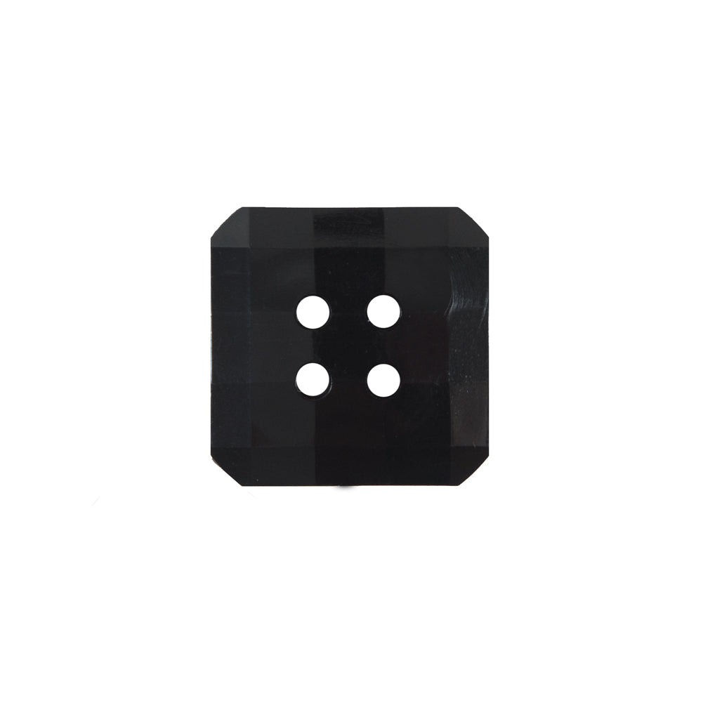 Black Square Bevel Cut Button - 24L/15mm