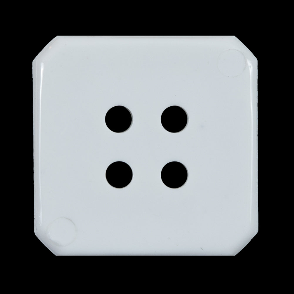 White Square Bevel Cut Button - 48L/30.5mm