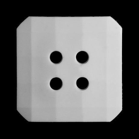 White Square Bevel Cut Button - 48L/30.5mm