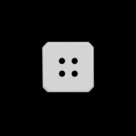White Square Bevel Cut Button - 24L/15mm