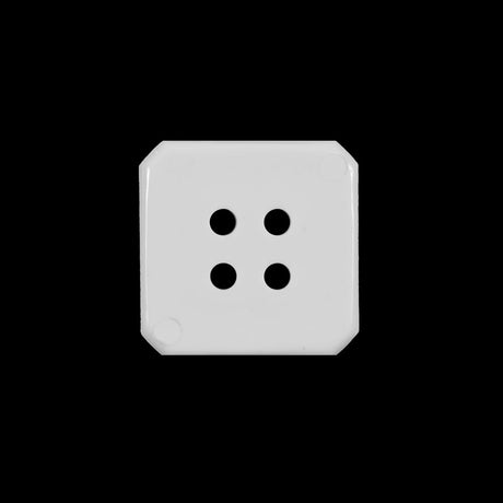 White Square Bevel Cut Button - 28L/18mm