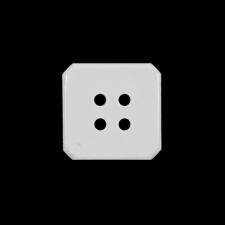 White Square Bevel Cut Button - 32L/20mm