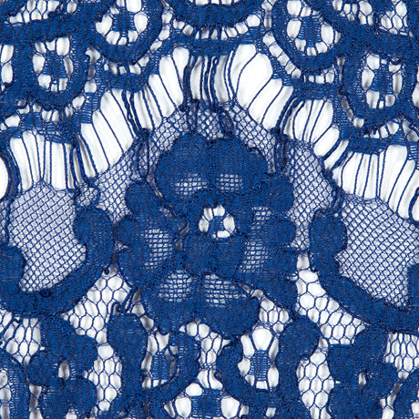 Stretch Corded Lace by Jay Godfrey - Mazarine Blue Floral Scallops