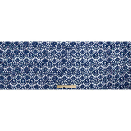 Stretch Corded Lace by Jay Godfrey - Mazarine Blue Floral Scallops