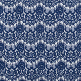 Stretch Corded Lace by Jay Godfrey - Mazarine Blue Floral Scallops