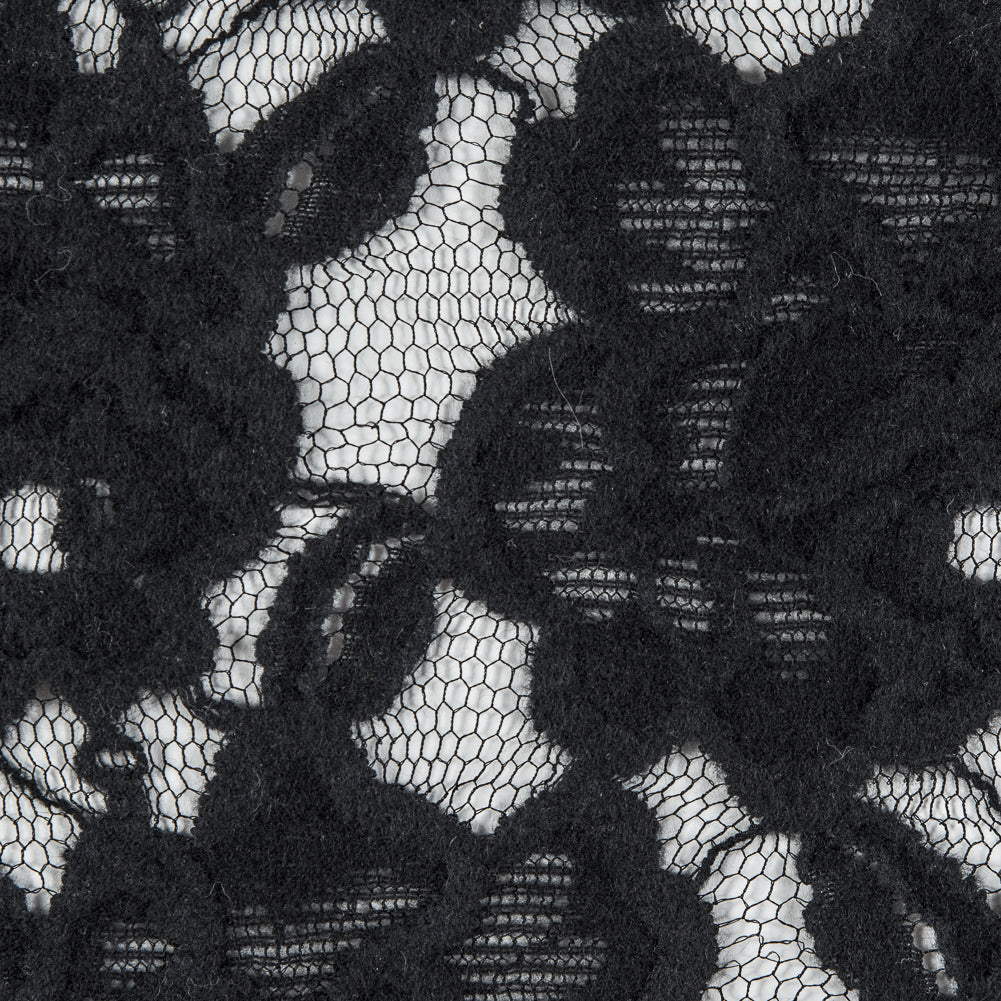 Jay Godfrey Black Floral Flocked Lace