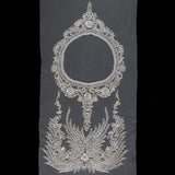 Fancy Silver Beaded Rhinestone Panel on a Nude Mesh - 37.5" x 19"