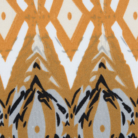 Golden Oak and Spruce Yellow Geometric Printed Stretch Double Knit