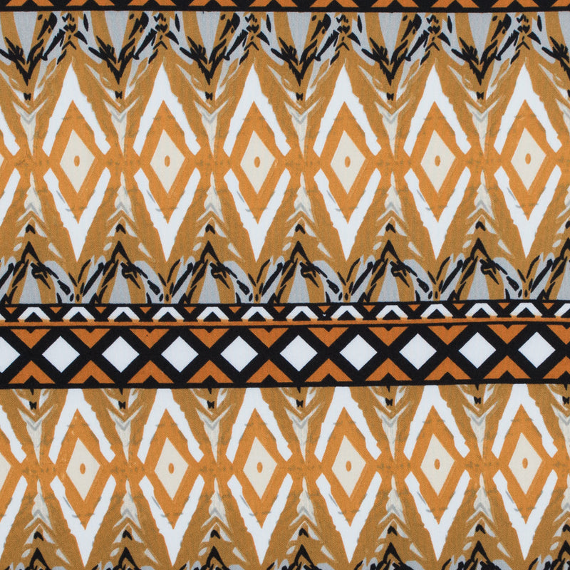 Golden Oak and Spruce Yellow Geometric Printed Stretch Double Knit