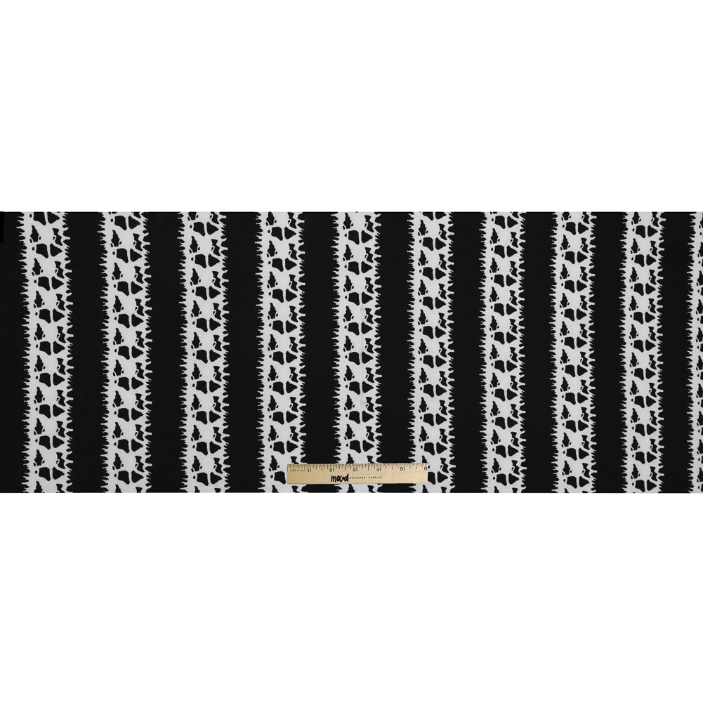 Black and White Abstract Awning Stripes on a Stretch Double Knit