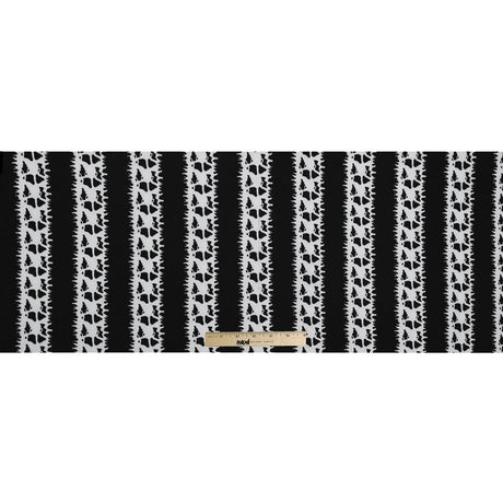 Black and White Abstract Awning Stripes on a Stretch Double Knit