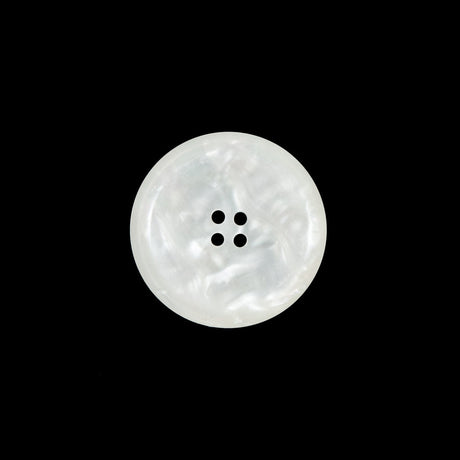 White Iridescent Plastic Button - 28L/18mm