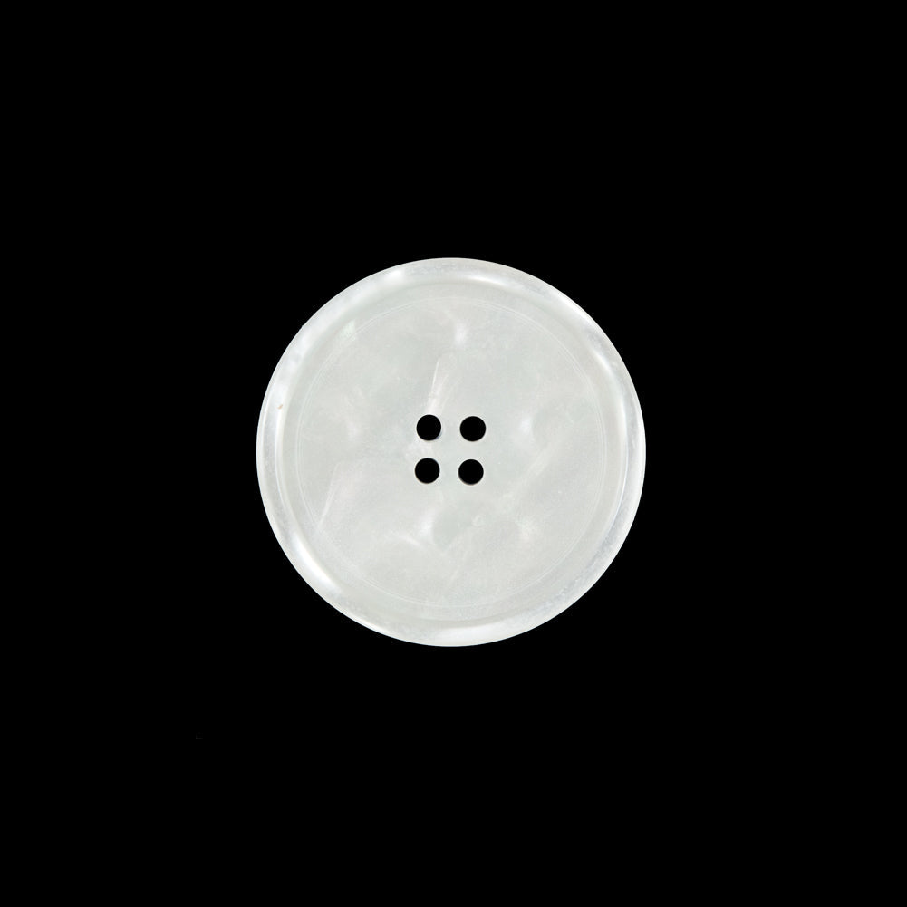 White Iridescent Plastic Button - 28L/18mm