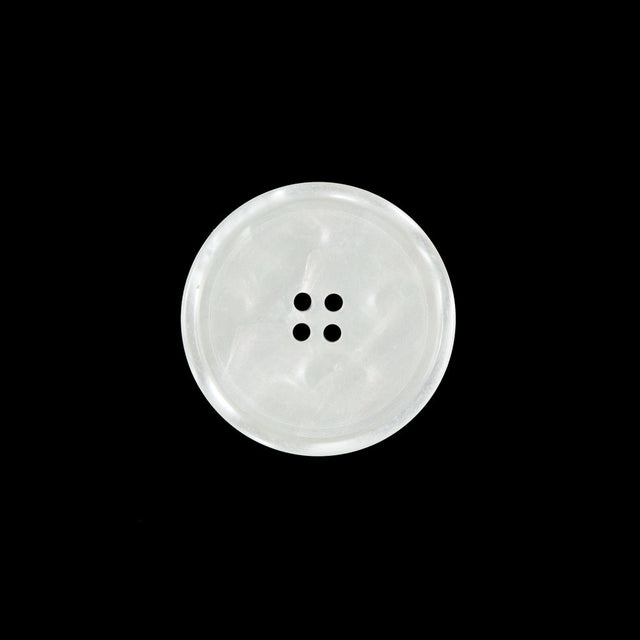 White Iridescent Plastic Button - 28L/18mm