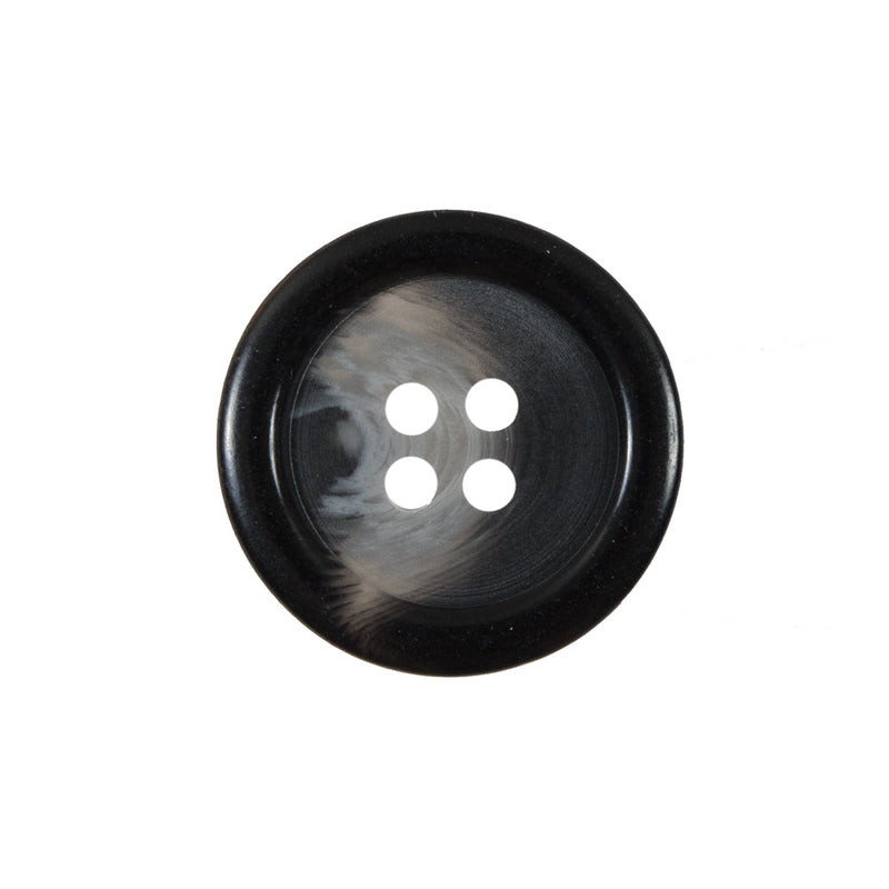 Black Rimmed Plastic Button - 36L/23mm