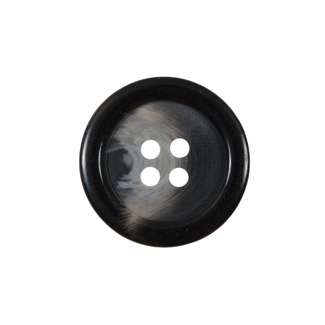 Black Rimmed Plastic Button - 36L/23mm