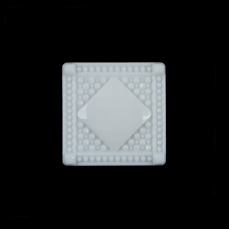 White Square Bevel Cut Button - 33L/21mm