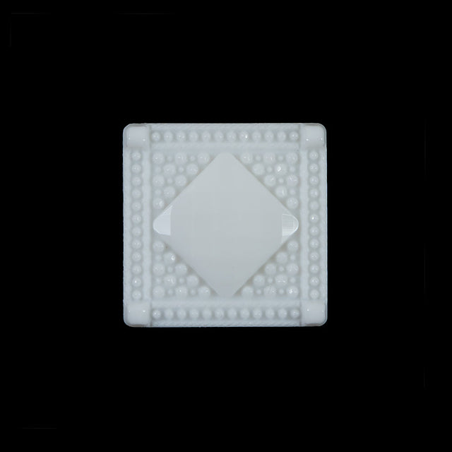 White Square Bevel Cut Button - 33L/21mm